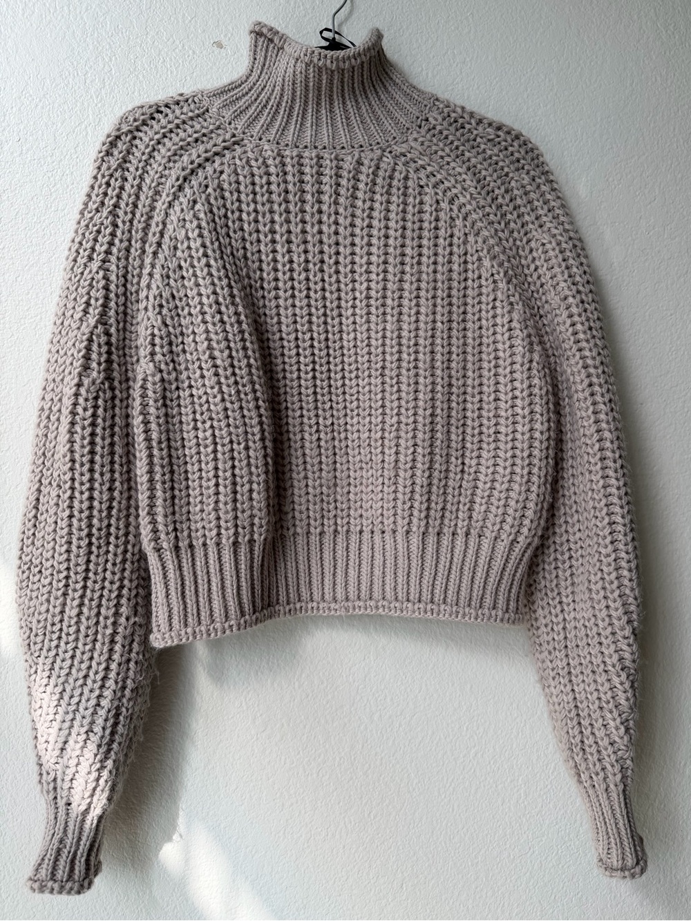 H&M Cropped Chunky Turtleneck Sweater - Taupe